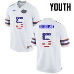 Youth Florida Gators #5 CJ Henderson NCAA Nike White USA Flag Fashion Authentic Stitched College Football Jersey XWI7362UE